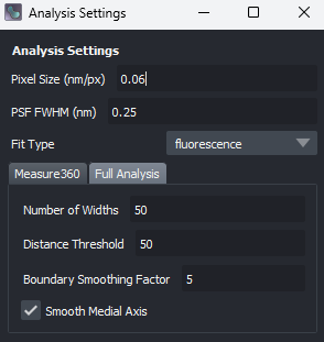 analysis settings